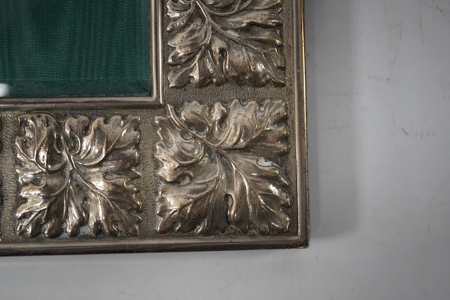 A modern Italian 925 sterling mounted Gianmaria Buccellati rectangular photograph frame, embossed with leaves, 27.6cm by 22.9cm. Condition - fair